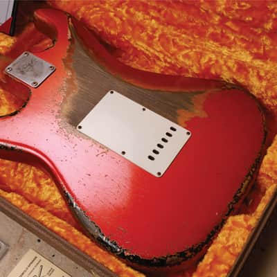 Fender 2021 Custom Shop Masterbuilt Dale Wilson '61 Stratocaster Heavy Relic in Melon Candy To Candy Apple Red Over 3-Tone Sunburst image 18