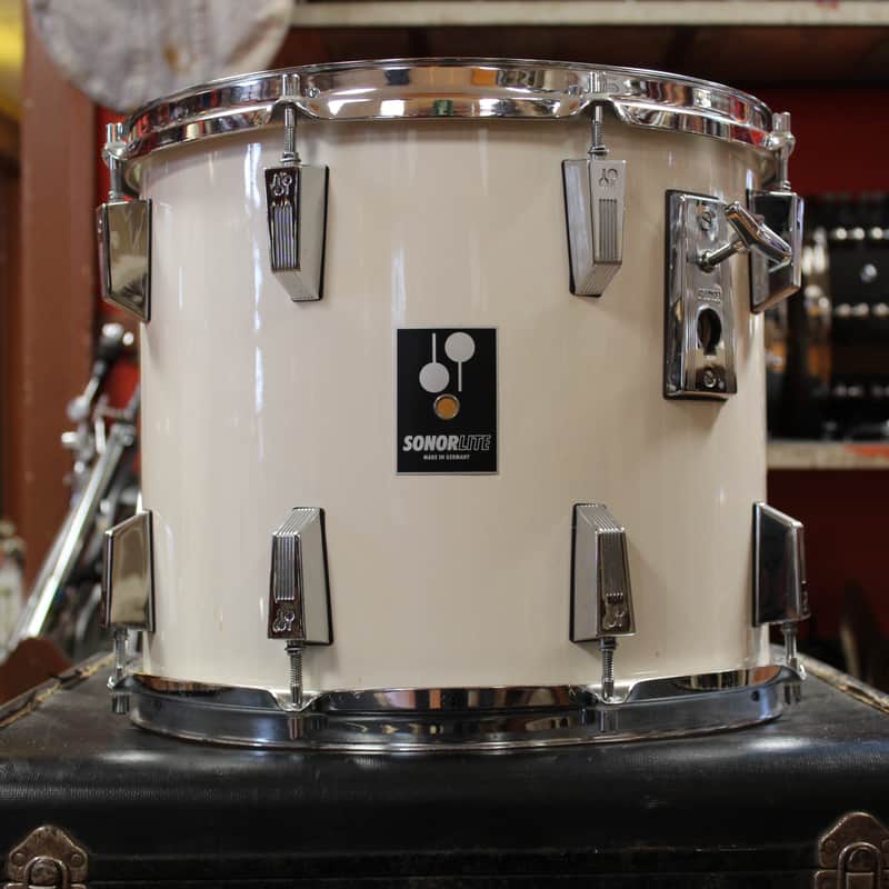 1980s Sonor 1980s Sonorlite 12×14 Tom in White Lacquer White L…