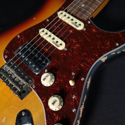 Vintage V6HMRSB HSS Icon Aged Relic Electric Guitar Gloss Sunburst image 9