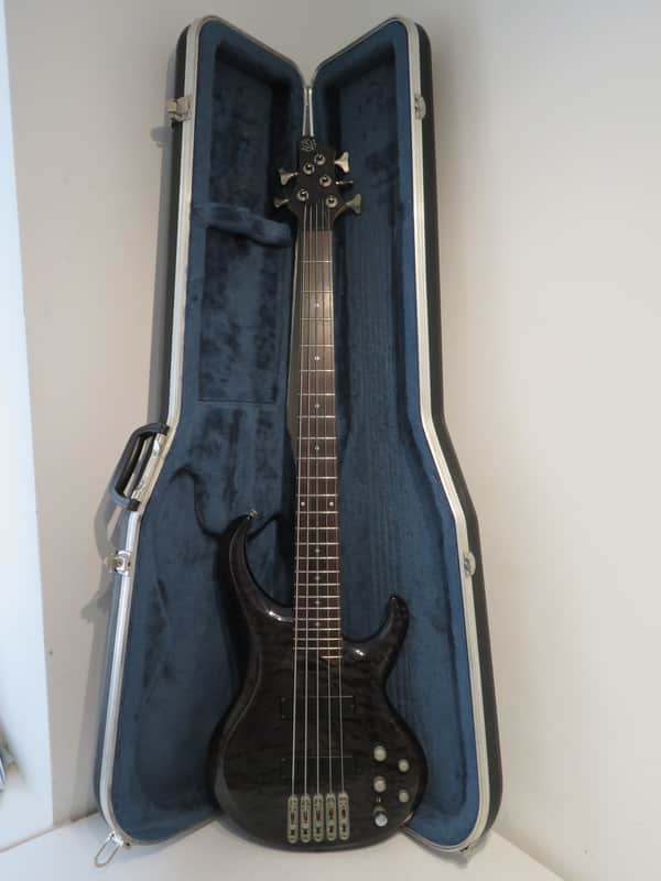 2002 Ibanez BTB405 QM Active 5 String Bass Guitar with Hard Case image 1