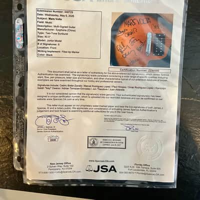 SIGNED Epiphone Les Paul Junior Model - Two-Tone Sunburst - ALL 8 MEMBERS OF THE MARS VOLTA!!! image 16