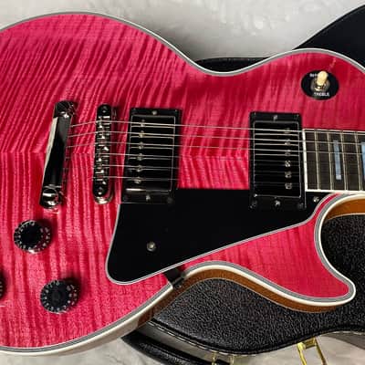 NEW! Gibson Dealer Select Custom Shop Les Paul Custom AAA Reverse Chevron Figured Top - Transparent Pink - Authorized Dealer - WOW! 8.8 lbs - G06630 imagen 5