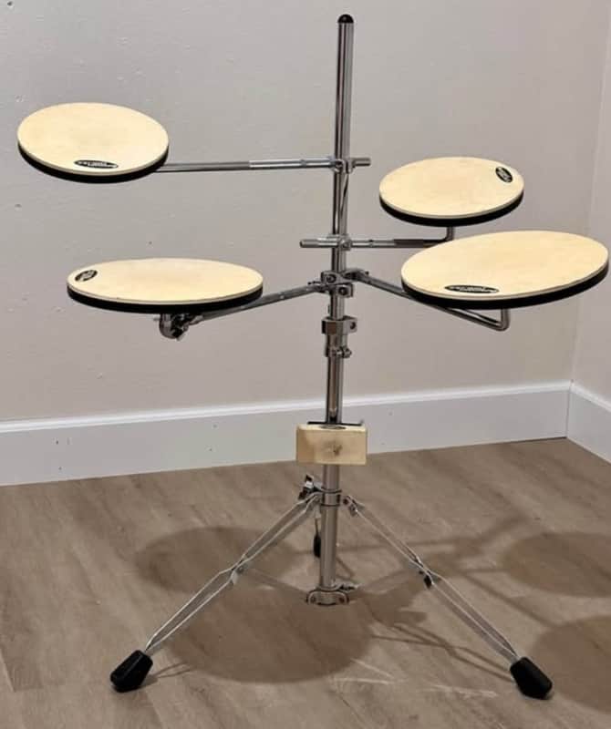 DW DWCPPADTS5 Go Anywhere 5pc Practice Pad Drum Set with Stand 2010s - Chrome/Black/White image 1