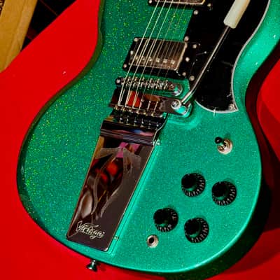 Vintage Guitars 30th Anniversary VS6 Electric Guitar with Vintage Style Vibrato  Green Metalflake image 12
