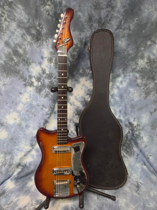 Vintage RARE 1964 Palmer by Kawai Japan Solid Body Twin Gold Foil Guitar Mirror'd Pickguard New Strings Pro Setup Original Soft Shell Case image 1