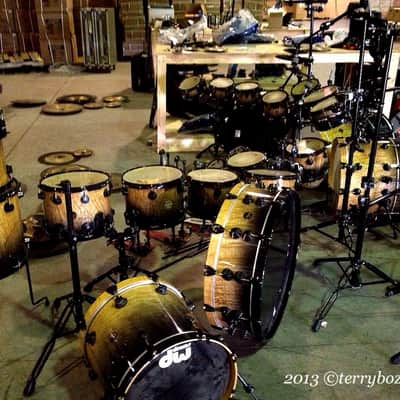 Terry Bozzio's DW 1990s - 20 Piece Tamo Ash – Jeff Beck, Mick Jagger, Stevie Ray Vaughan Drum Set. Signed! image 8