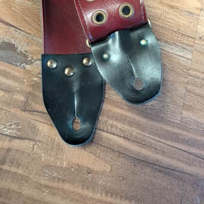 Unbranded Vintage Studded Guitar Strap 2" 1980s Red Cool Strap! image 7