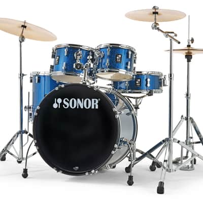 Drum Kit Sonor AQX Stage With Bronze Cymbals And Hardware, Blue Ocean Sparkle image 2