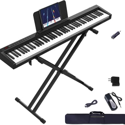 Digital Piano 88 Key Full Size Semi Weighted Electronic Keyboard Piano Set with Stand, Built-In Speakers, Sustain Pedal, Bluetooth, MIDI/USB/MIC for Beginners Adults image 1