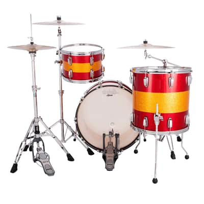 Ludwig Classic Maple Fab 3-piece Shell Pack - Red/Gold Tri-band image 3