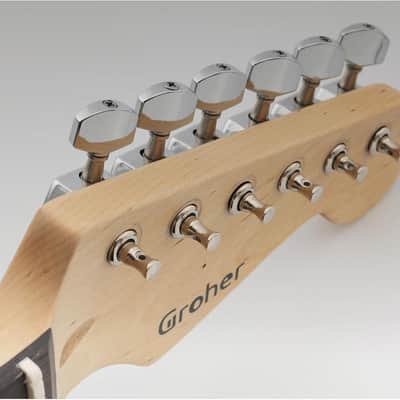 6 in line Semi Sealed Electric Guitar Machine Heads Tuning Pegs Keys Tuners Set for Fender Stratocaster Telecaster Guitar Replacement Right Hand, Chrome image 6