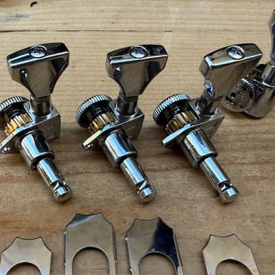 Immagine Hipshot 3+3 GripLock Open-Gear Locking Guitar Machines 3x3 Tuners w/ UMP - Chrome - 8