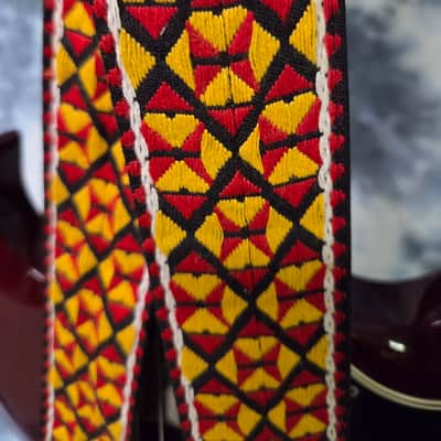 Vintage RARE 1960's Crest of Japan ACE Style Multi Color Hippie Style Hendrix Clapton Guitar Bass Banjo Strap Metal Buckle Headstock Cord image 5