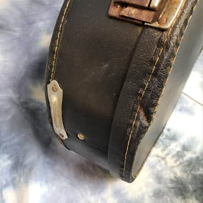 Vintage RARE 1969 Harmony Batwing Mandolin Case Black Red Plush Interior image 7