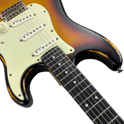 Vintage V6MR-SB Icon Series SSS with Rosewood Fretboard- Distressed Sunburst (Used) image 7