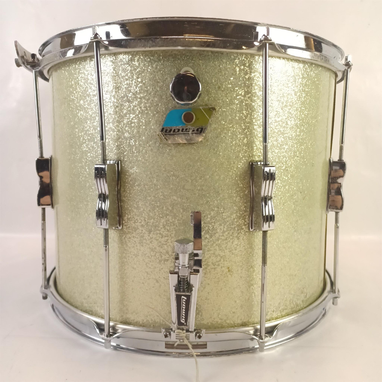 Ludwig 12x15"3Ply Silver Sparkle Marching Snare Drum Vintage70s Maple Blue/Olive — main photograph