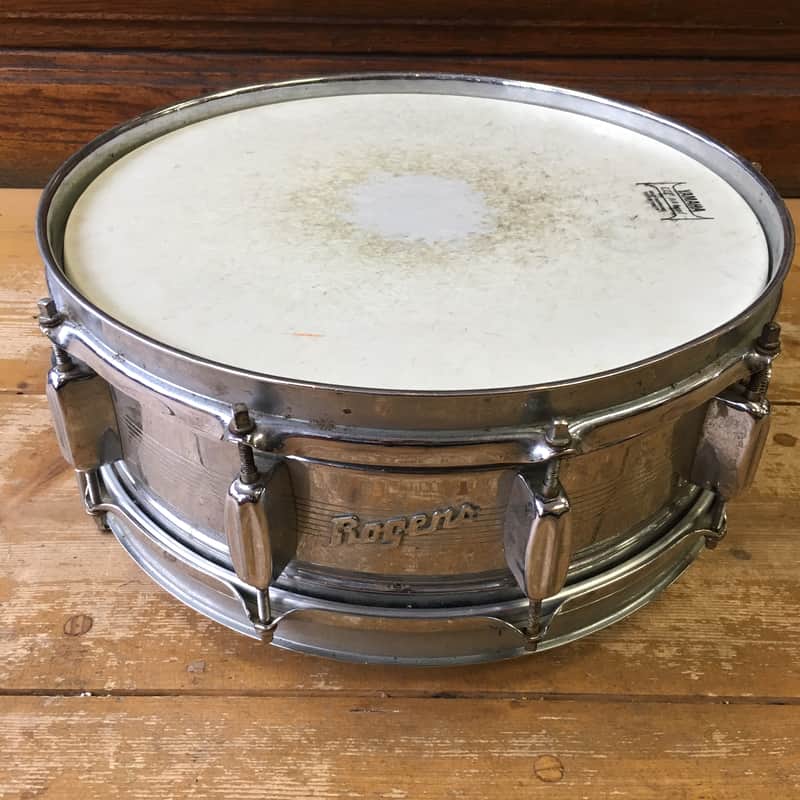 Rogers "7-Line" Dyna-Sonic 5x14" Chrome Over Brass Snare Drum with Bread and Butter Lugs Early 1960s image 2