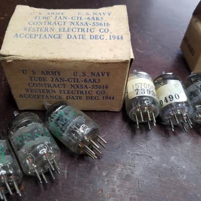Tung-Sol etc. Matched Pair (2) 5654 6AK5W JAN Pentode tNOS AT1000 TESTED Vacuum Tubes 5 Star, Triangle Premium Little Dot Yaqin 6AK5 Audio 1944-1969 image 2