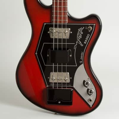 Wandre  Tigre Semi-Hollow Body Electric Bass Guitar (1965), black tolex hard shell case. image 3