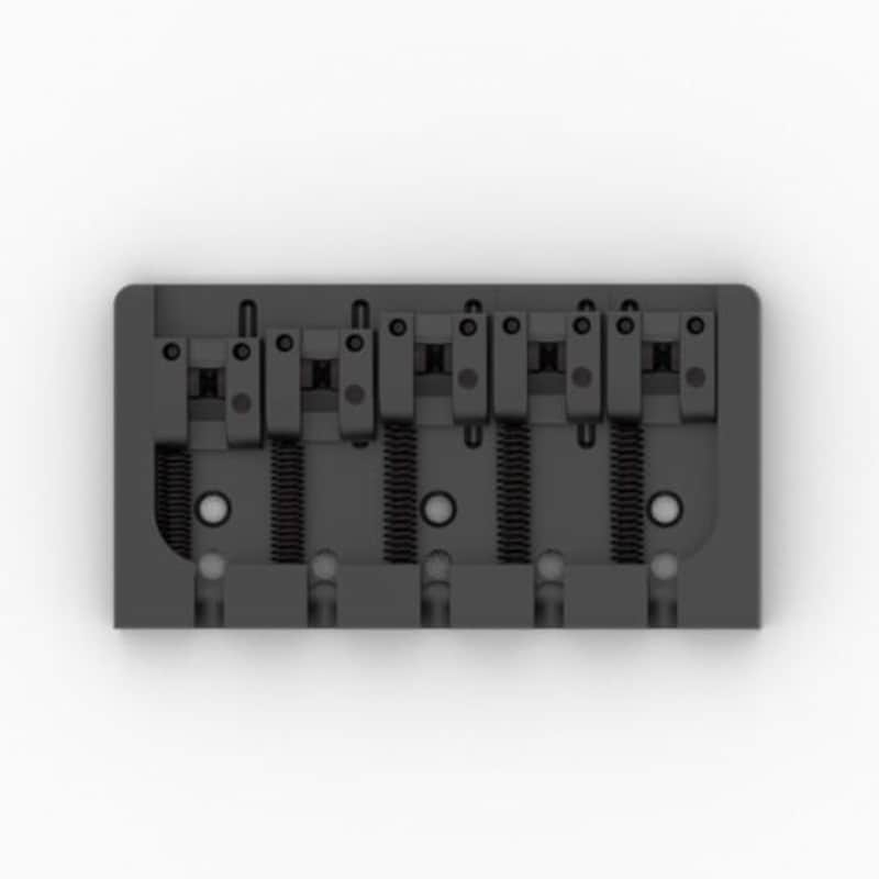 Hipshot 5-String A-Style Aluminum Bass Bridge, .728" String Spacing - BLACK image 1