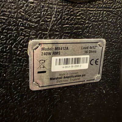 Marshall MX412A 240-Watt 4x12" Guitar Speaker Cabinet 2012 - Present - Black image 2