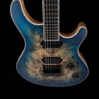 Mayones Regius 4Ever 6 String 3A Grade Eye Poplar Top Jeans Black Three Tone Blue Burst Satine Finish image 2