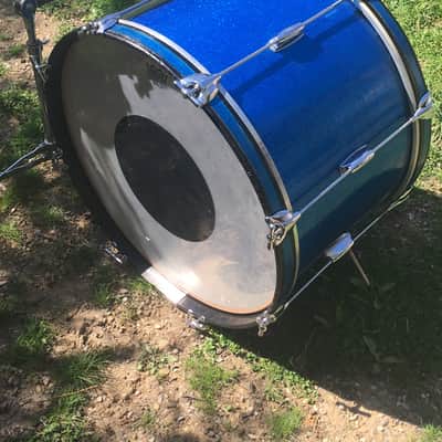 Vintage 1960s Gretsch Round Badge 2-Piece Blue Sparkle Glass Glitter Jazz Drums Virgin Bass Snare USA Jasper Shells 14/22 image 15
