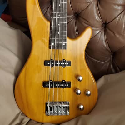 Glarry GIB Electric 5 String Bass Guitar Full Size SS Pick-up Transparent Yellow image 1
