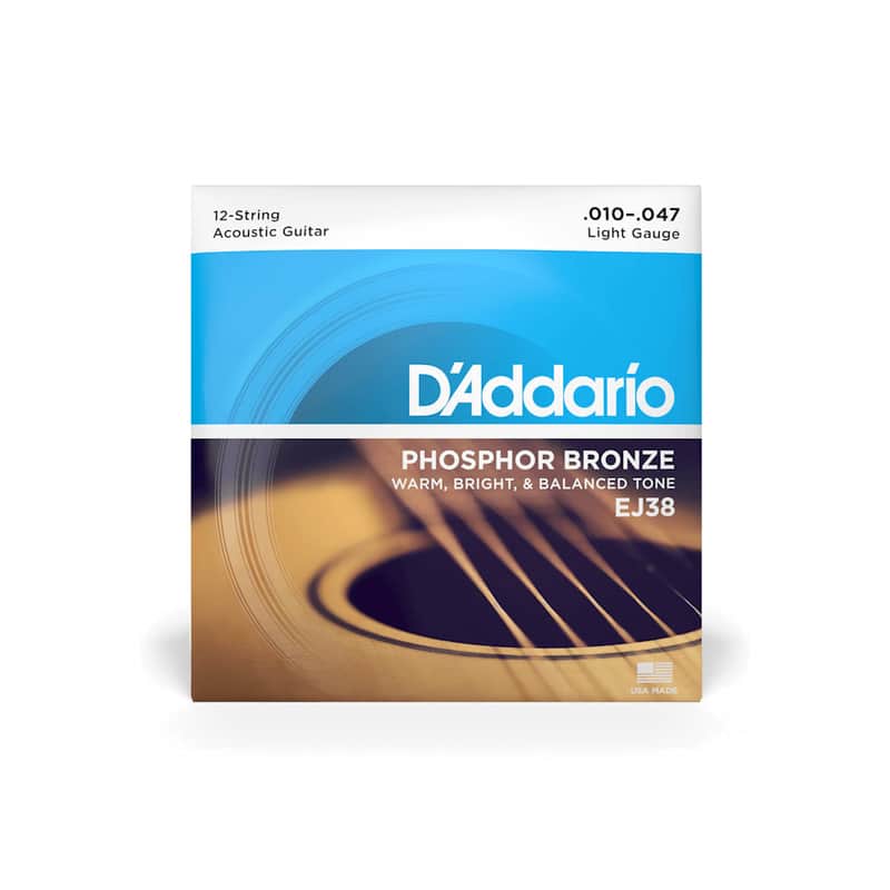 D'Addario EJ38 Light Gauge Phosphor Bronze 12-String Acoustic Guitar Strings 10-47 image 1