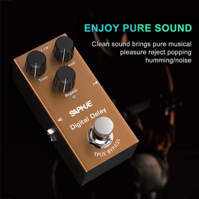 SAPHUE Digital Delay Guitar Effects Pedal Effect Pedals Time/Level/Repeat Knob with Steel Metal Shell Mini Single Type Dc 9V with True Bypass Switch for Multi Electric Guitar Kit image 3