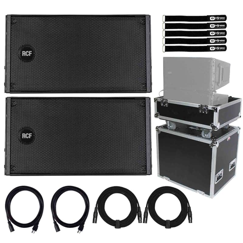 RCF HDL 10-A Active Powered Line Array DJ PA Speakers 2 Pack with Fight Cases image 1