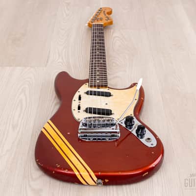 1974 Fender Competition Mustang Vintage Offset Guitar Competition Red w/ Case image 11
