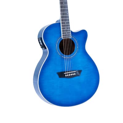 Washburn EA15 Festival Series Mini Jumbo Cutaway Acoustic Electric Guitar. Trans Blue. New with Full Warranty!| image 2