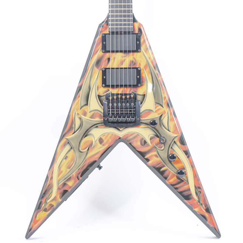B.C. Rich Kerry King Signature Flying V w/ Tribal over Fire Graphic image 1