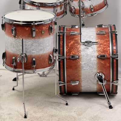 Ludwig 20/12/14/5x14" Classic Maple Downbeat Drum Set w/ Rail - Exclusive Fire Burst Pearl image 6