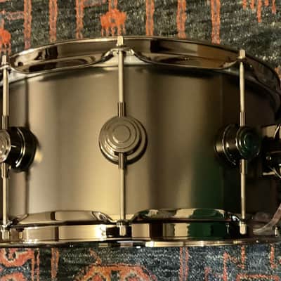 DW 6.5x14 Collector's Satin Black over Brass Snare Drum w/ Black Nickel HW image 2