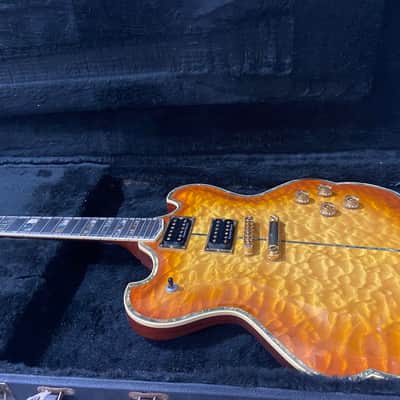 Minarik Manta Super Custom - Amber Sunburst  70-80s - Quilted Maple - Sunburst/ Amber (with original G&C Case) image 2