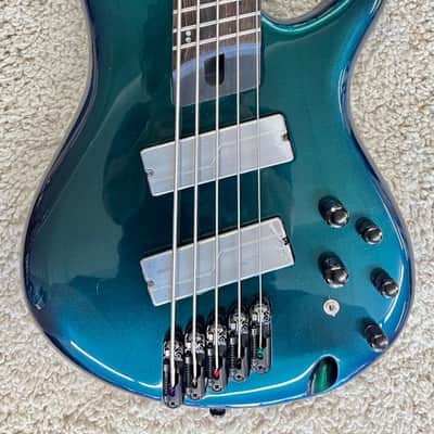 Mint Ibanez SRMS725BCM SR Workshop 5-String Electric Bass Guitar, Blue Chameleon image 3