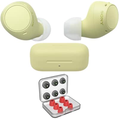 Sony WF-C510 Truly Wireless Earbuds, Yellow Bundle with Deco 6 Pairs of Earbud Tips image 3