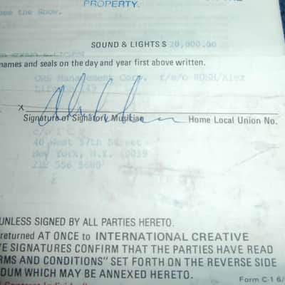 PRICE DROP! 1990 Signed Rush Concert Contract! Geddy Lee, Neil Peart, Alex Lifeson! RARE! image 3