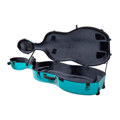 Crossrock Fiberglass Hard  Case with wheels for 4/4 Cello in Mint Blue (CRF2020CEFMB) image 4