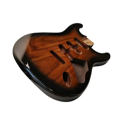 Amber to Clear Burst Roasted Swamp Ash S-Style body image 2