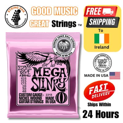 Ernie Ball Mega Slinky Electric Guitar Strings 10.5-48 + 2 FREE Strap Locks 2025 image 1
