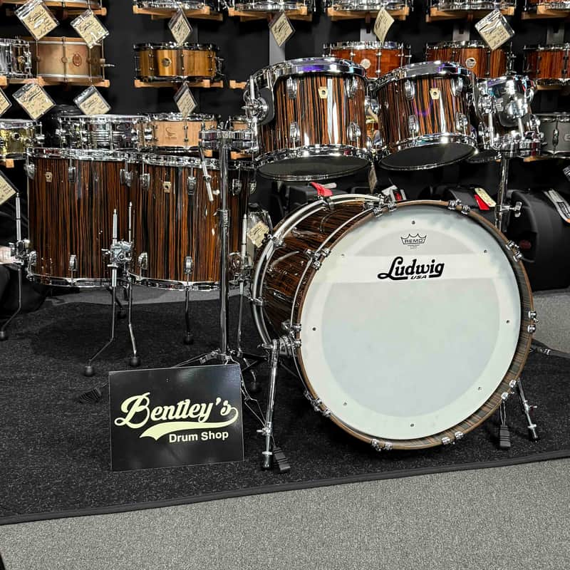 ~RARE!~ Ludwig Classic Maple 6-Piece 8/10/12/14/16/22 Drum Kit Set in Exotic Macassar Ebony Lacquer with SKB Soft Cases (Rm 4) image 1