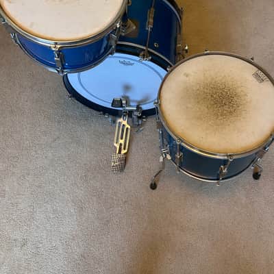 1960s Ludwig Downbeat Blue sparkle Drum Set 20x14" 12x8" 15x12" Converted Concert Tom image 5