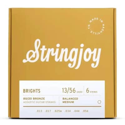 Stringjoy Brights 13-56 Balanced Medium 80/20 Bronze Acoustic Guitar Strings image 2