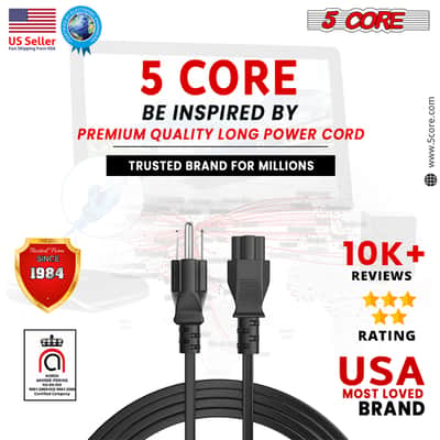 5 Core Power Cord AC Power Cord 3 Prong Replacement for LCD Computer Monitor Premium Quality Copper Wire 10 feet PL 1002 40PCS image 9