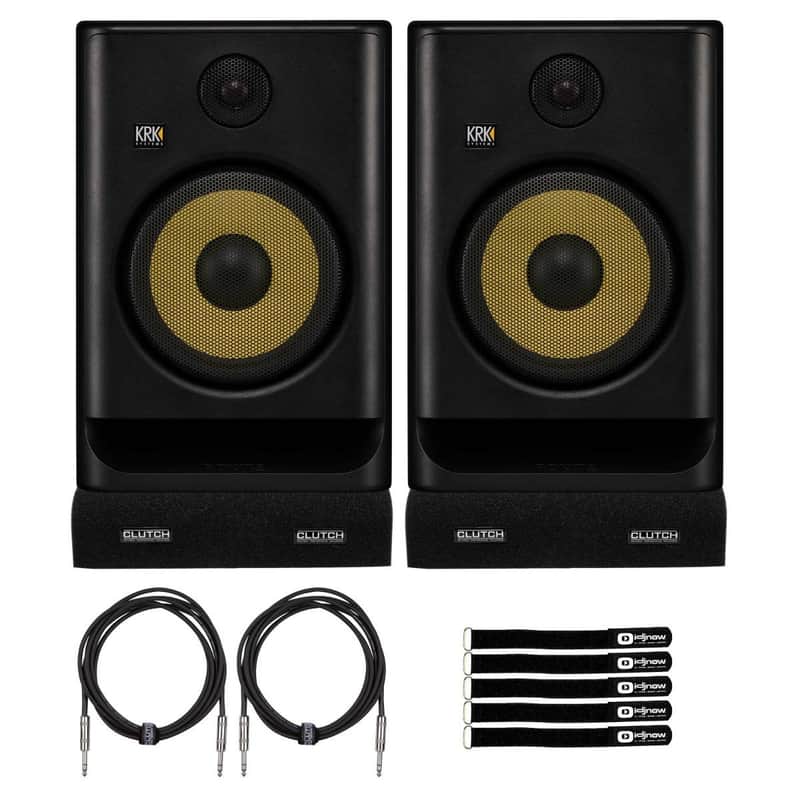 KRK Rokit RP8 G5 8" Studio Monitors 2-Pack with Cables & Isolator Pads image 1