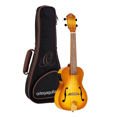 Ortega Custom Built Series Flamed Maple Arched Top Okoume Neck 4-String Concert Electric Ukulele w/Gig Bag image 1