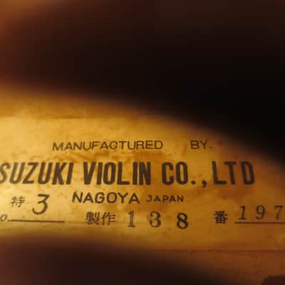 3/4 Size SUZUKI "SPECIAL No. 3" Violin (Custom Shop - Advanced), 1971 Made in Japan - Full Outfit image 3